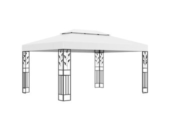 vidaXL Prieel met Dubbel Dak 3x4m Wit - 55% Korting
