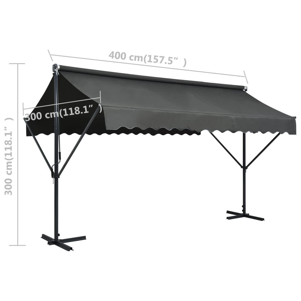Vrijstaande Luifel Antraciet 400x300 cm - 35% Korting