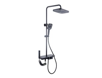 Regendoucheset - 30 cm - zwart - thermostaatkraan, handdouche & sproeier