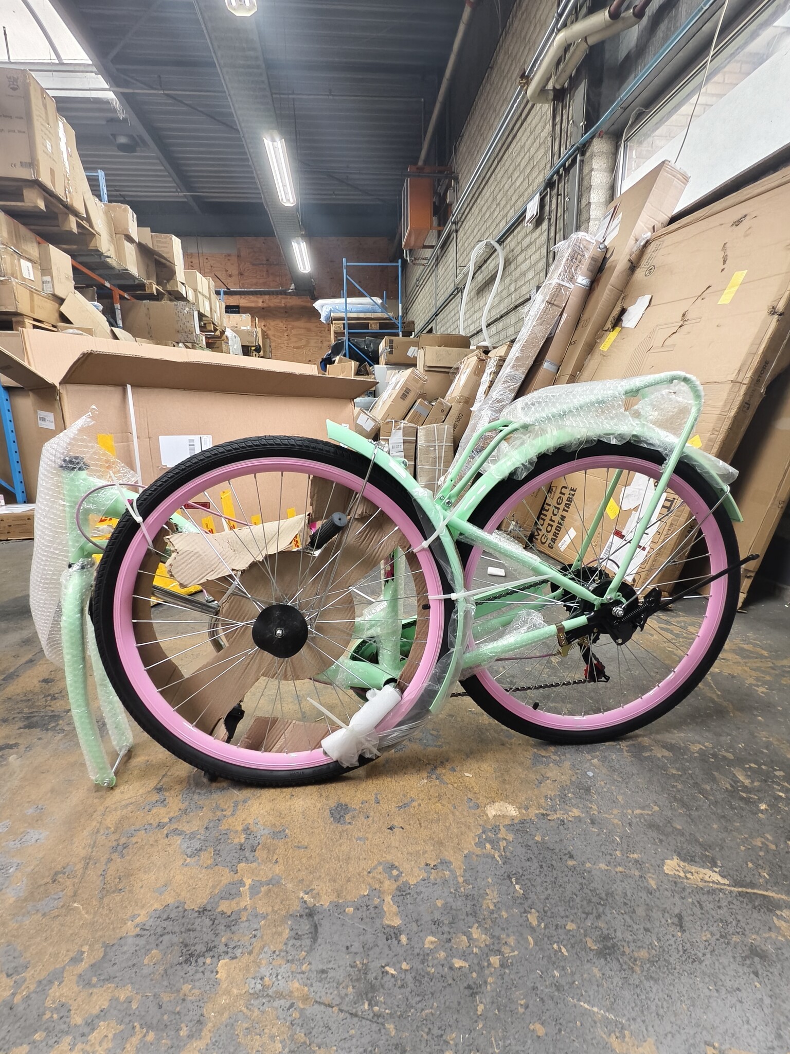 Meisjesfiets 26 inch - 7 versnellingen - mintgroen met roze