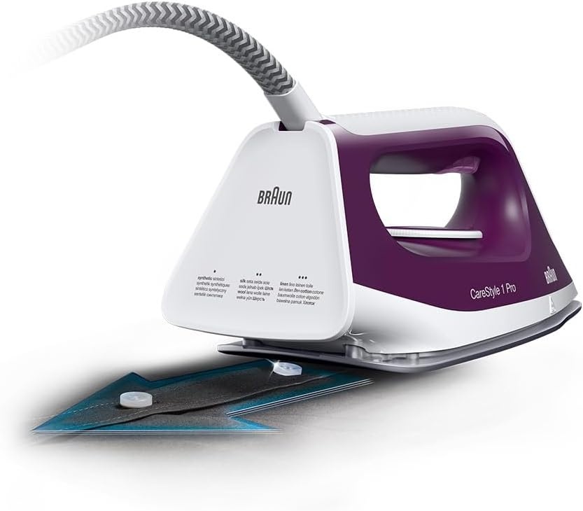 Braun CareStyle 1 Pro IS1514 VI stoomstrijkijzer station - stoomstrijkijzer met FreeGlide 3D-technologie, verticale stoom, anti-druppelfunctie, 1,7 l watertank, 6 bar, 120 g/min, 2200 W, violet