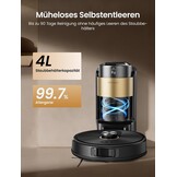 Proscenic Q20 Plus Robotstofzuiger met Dweilfunctie en Leegstation - Zwart