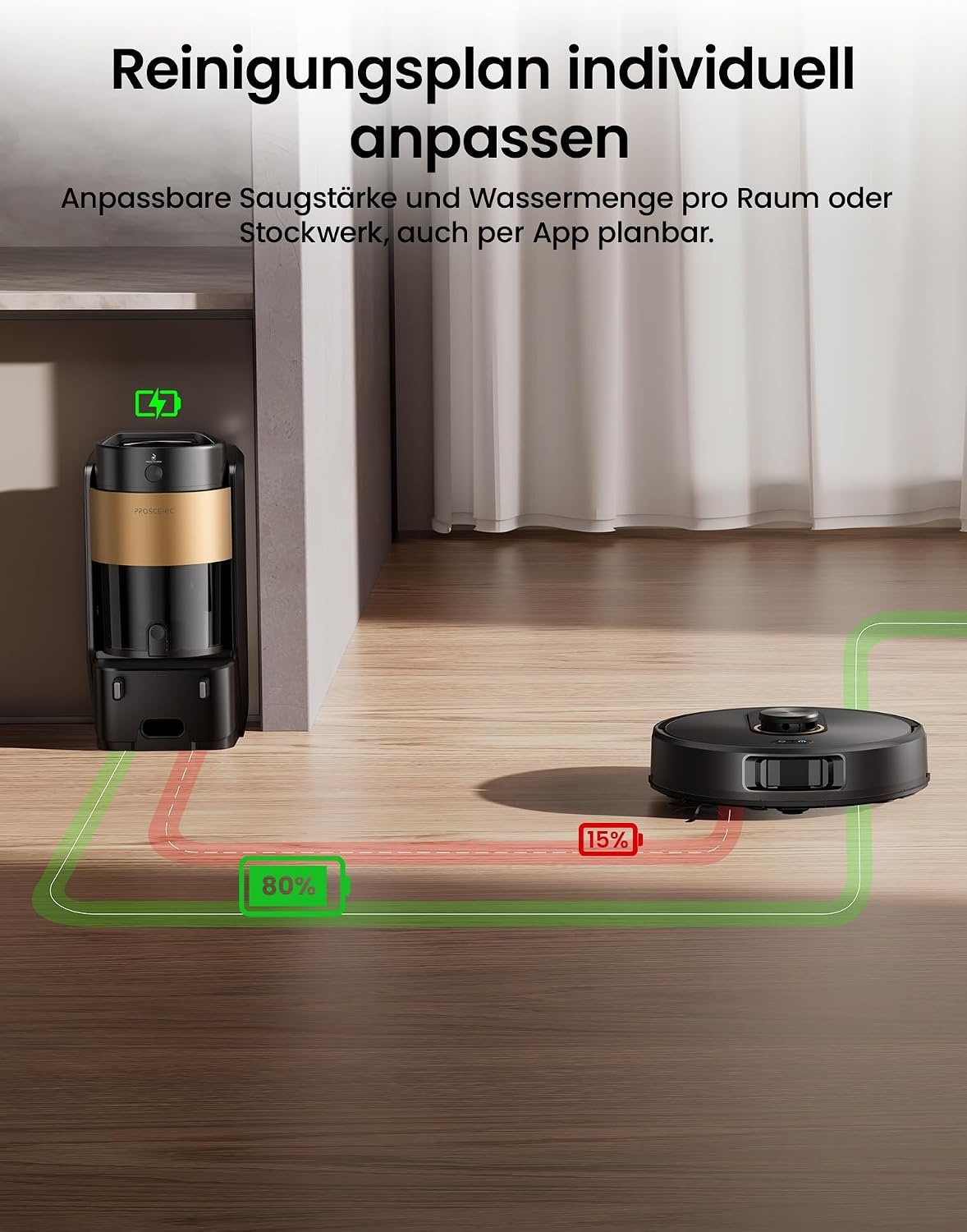 Proscenic Q20 Plus Robotstofzuiger met Dweilfunctie en Leegstation - Zwart
