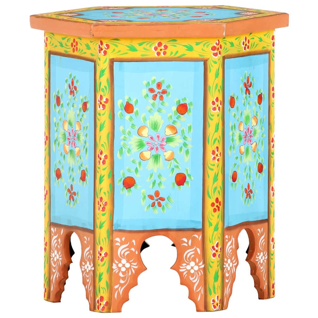 vidaXL Bijzettafel handgeschilderd 38x33x42 cm mangohout meerkleurig