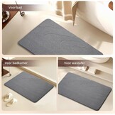 Badmat van steen, 2-delige set, super absorberende diatomee, antislip, sneldrogende badmat (2 x donkergrijs)