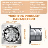 Yrichtra Afzuigventilator 200 mm - Zilver - 980 m³/u - Wand- en Plafondmontage
