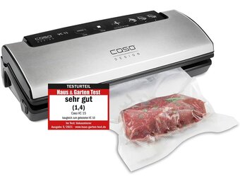 CASO VC15 Vacuümmachine, zeer goed, levensmiddelen blijven vacuüm tot 8 x langer vers, aparte lasfunctie, incl. 10 gratis professionele foliezakken