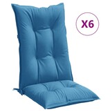 vidaXL Stoelkussens 6 st hoge rug 120x50x7 cm stof gemêleerd blauw