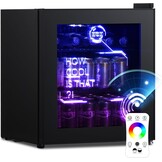 HCK 48L Cyberpunk Bierkoelkast met Moderne RGB Verlichting, Mini Koelkast met Glazen Deur, Dranken Koelkast Gaming Koelkasten, 0-15°C Regeling, voor Slaapkamers, Gaming Room, Feesten, Zwart - Maat Cyberpunk 48L