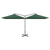 vidaXL Parasol dubbel met stalen paal 600x300 cm groen