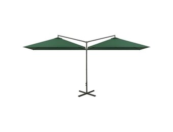 vidaXL Parasol dubbel met stalen paal 600x300 cm groen