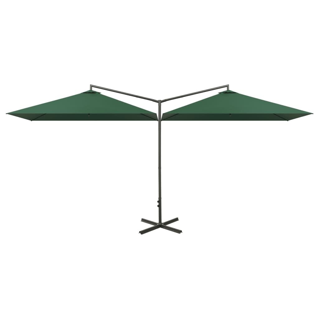vidaXL Parasol dubbel met stalen paal 600x300 cm groen