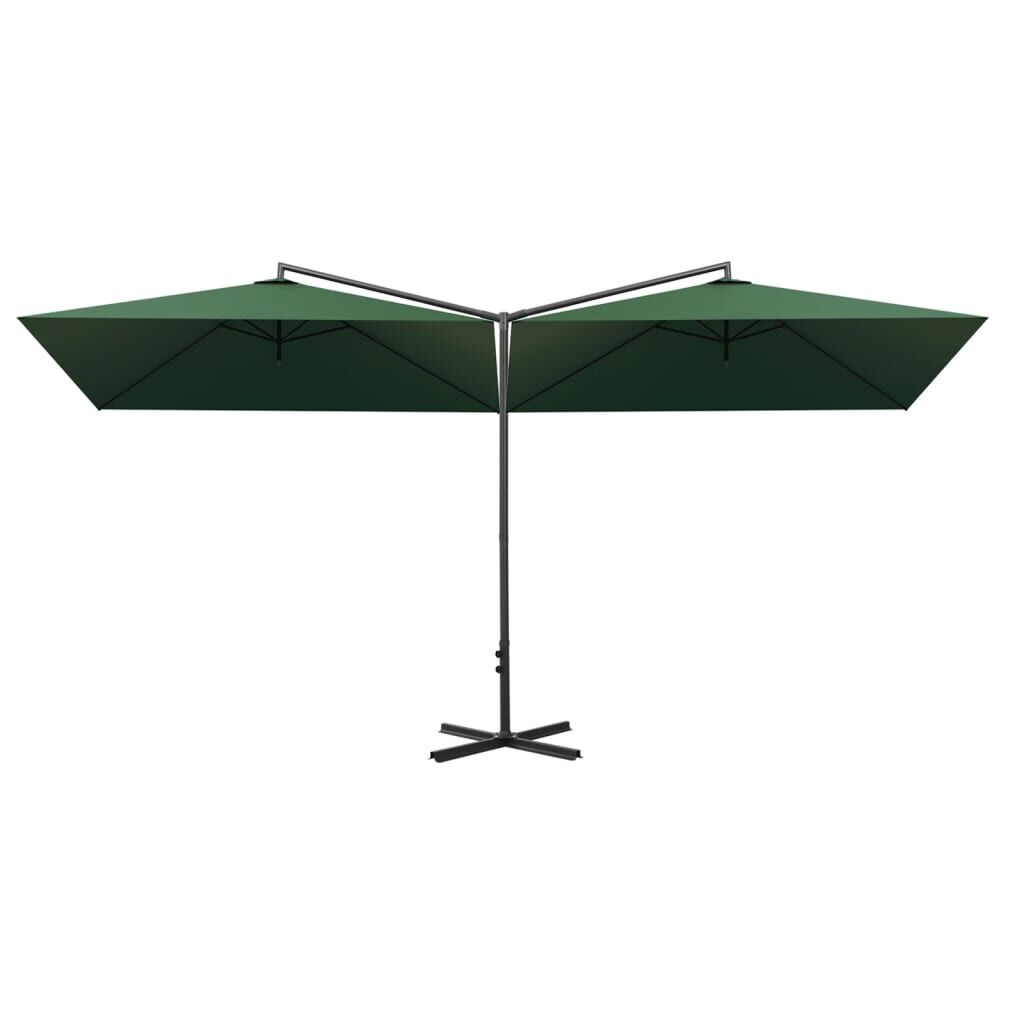 vidaXL Parasol dubbel met stalen paal 600x300 cm groen
