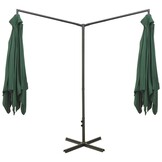 vidaXL Parasol dubbel met stalen paal 600x300 cm groen