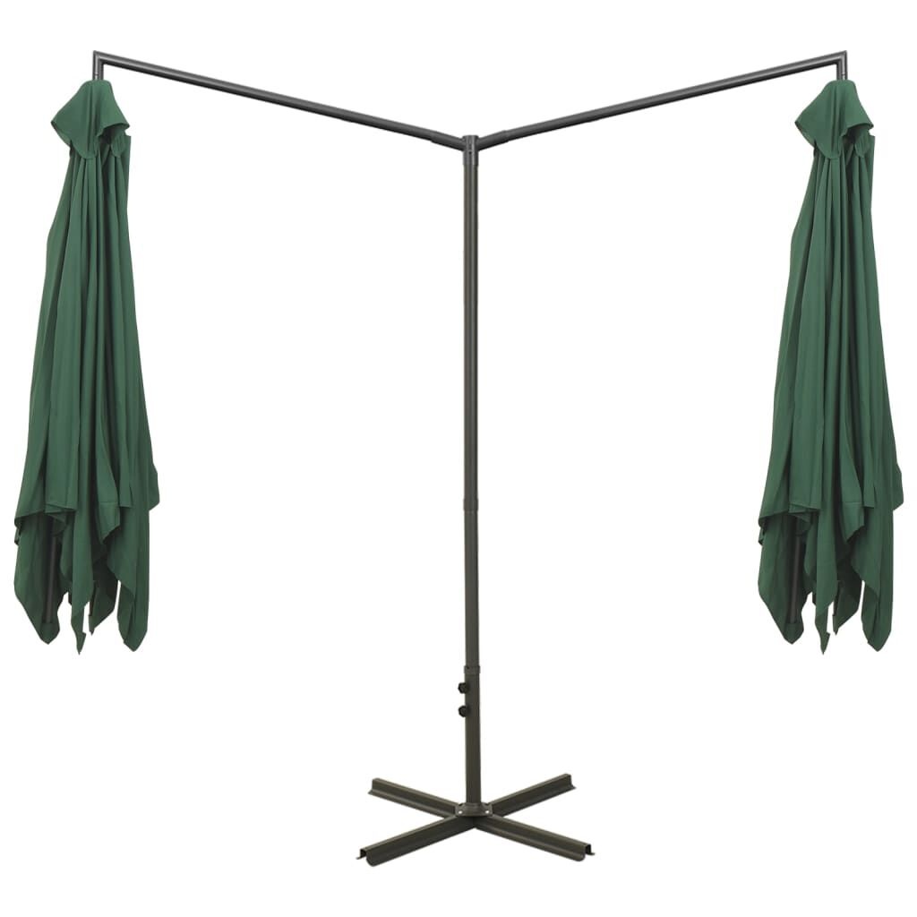 vidaXL Parasol dubbel met stalen paal 600x300 cm groen