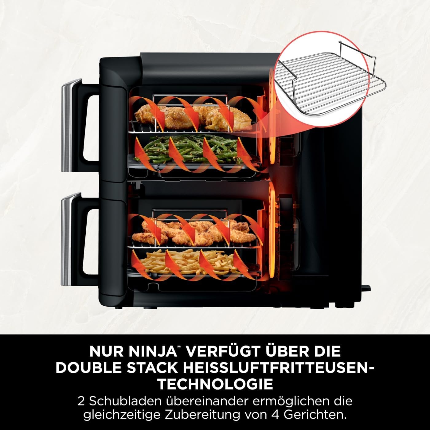 Ninja Double Stack Heißluftfritteuse 7,6 liter - Zwarte Airfryer met dubbele lade
