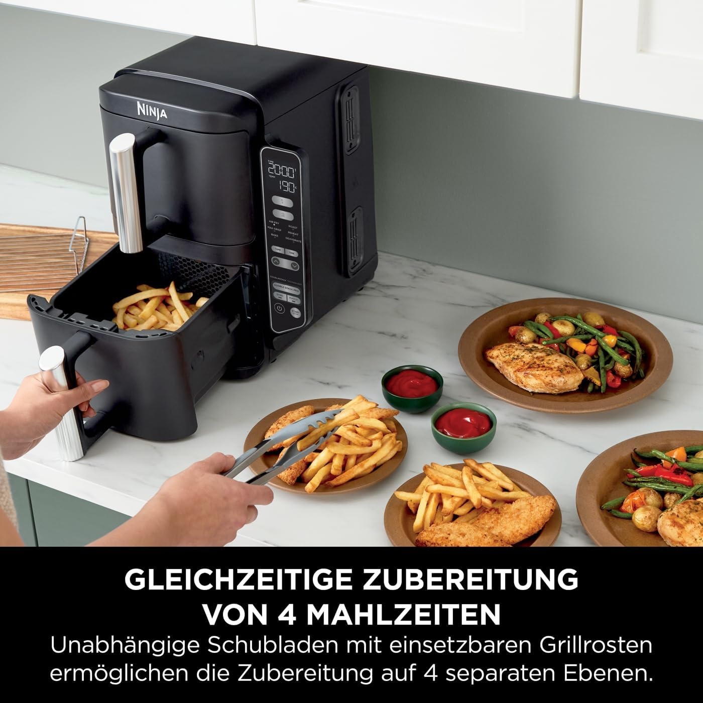 Ninja Double Stack Heißluftfritteuse 7,6 liter - Zwarte Airfryer met dubbele lade