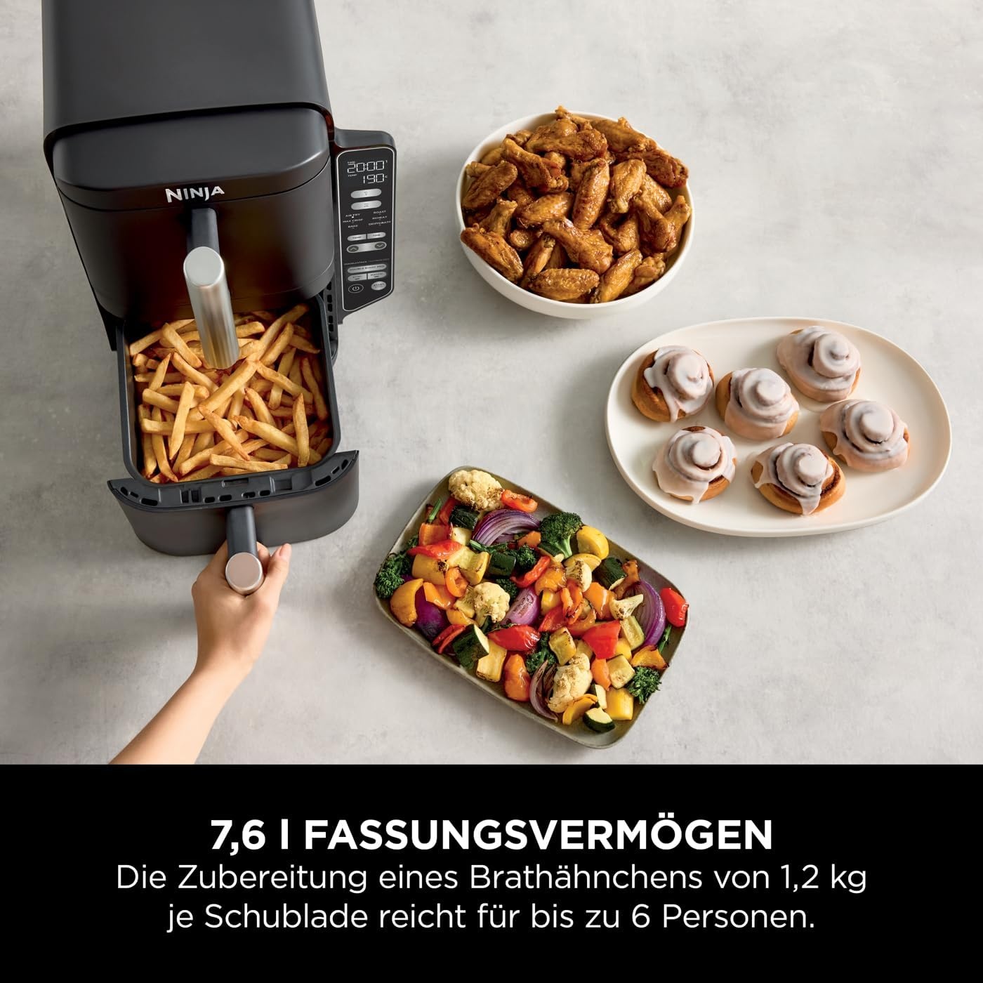Ninja Double Stack Heißluftfritteuse 7,6 liter - Zwarte Airfryer met dubbele lade