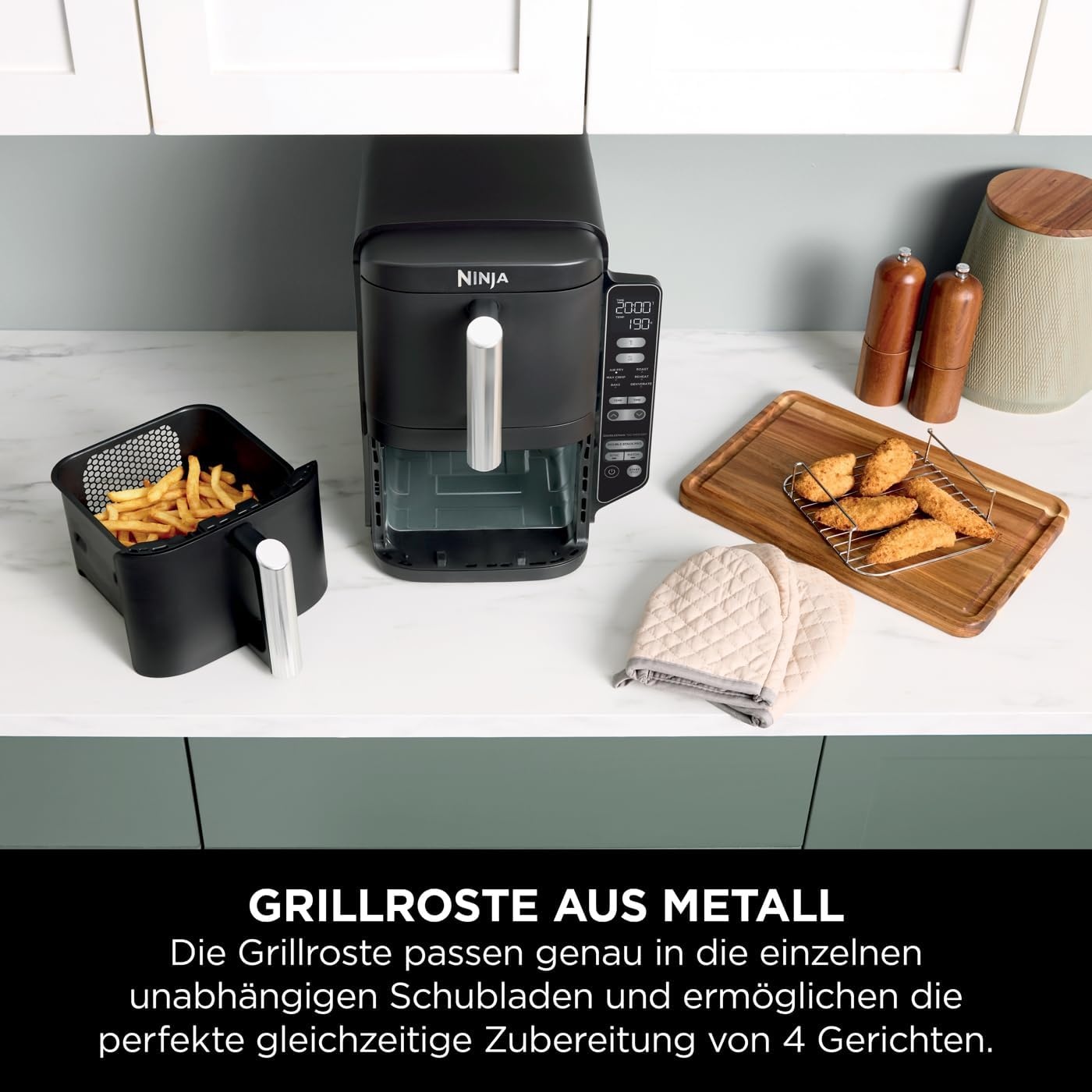 Ninja Double Stack Heißluftfritteuse 7,6 liter - Zwarte Airfryer met dubbele lade