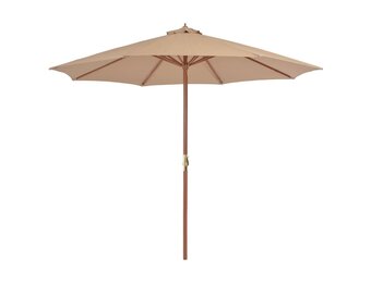 vidaXL Parasol met houten paal 300 cm taupe
