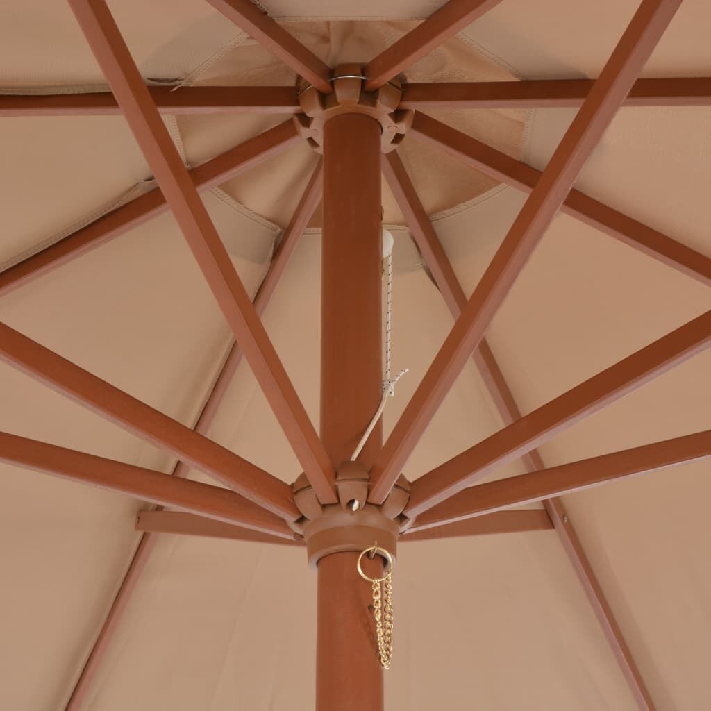 vidaXL Parasol met houten paal 300 cm taupe