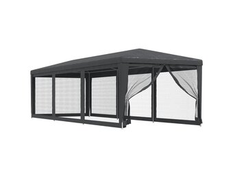 vidaXL Partytent met 8 mesh zijwanden 3x9 m HDPE antracietkleurig