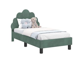 vidaXL Peuterbedframe met hoofdbord Zeegroen 70 x 140 cm Fluweel