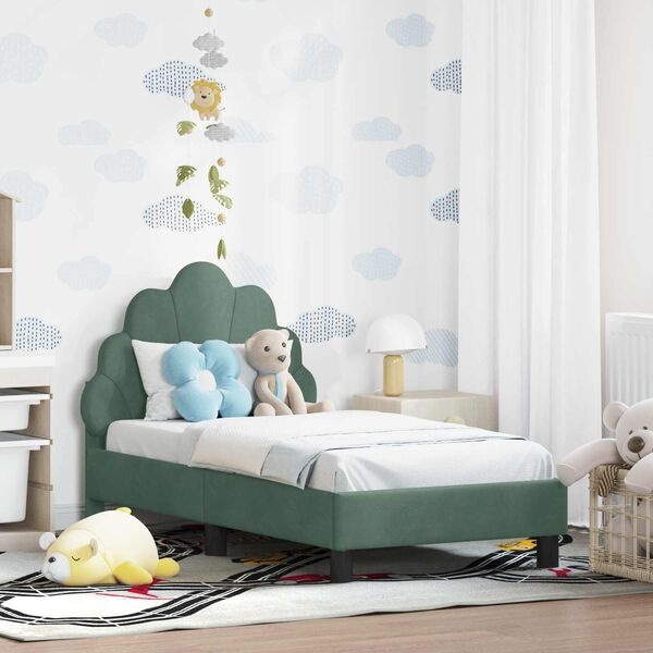 vidaXL Peuterbedframe met hoofdbord Zeegroen 70 x 140 cm Fluweel