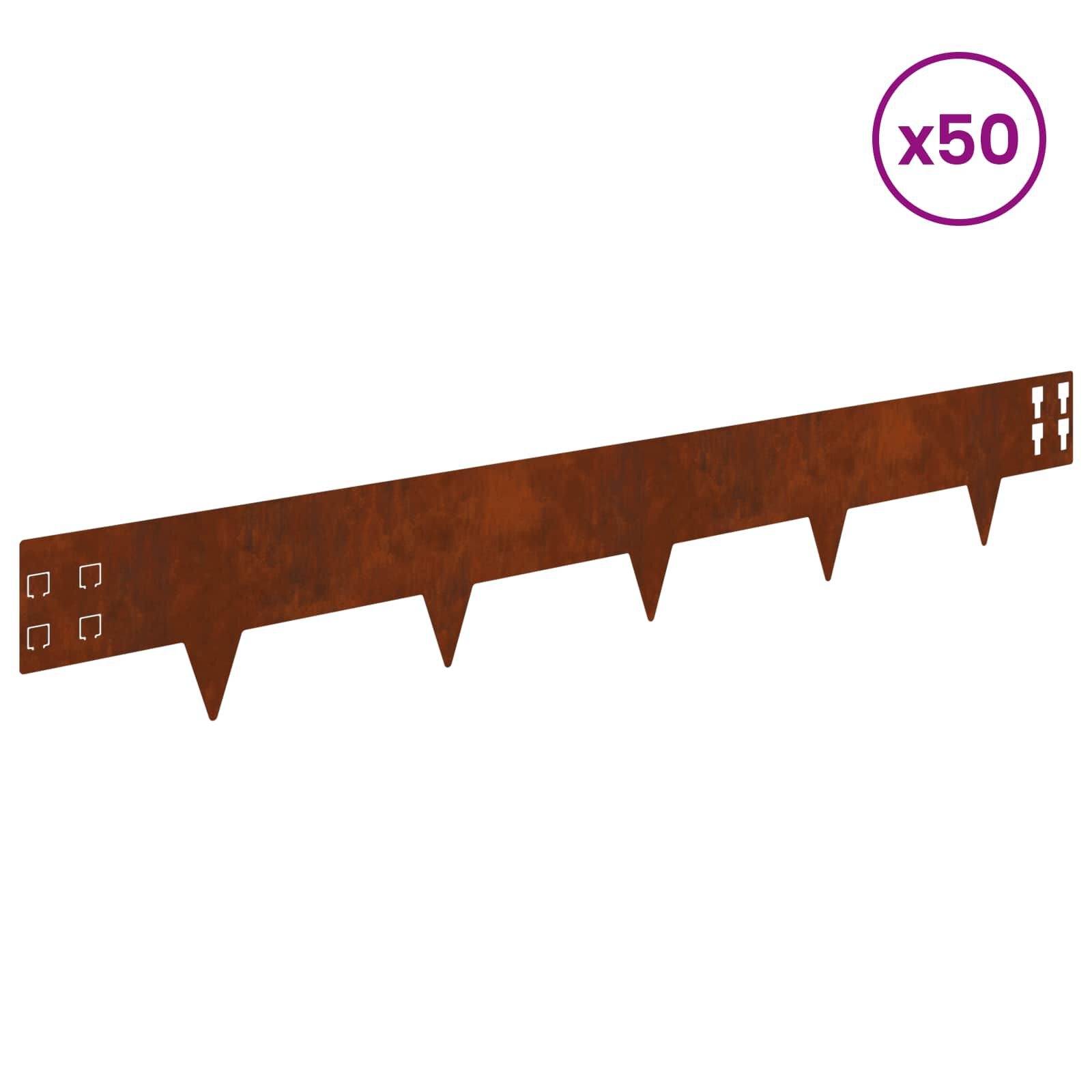 vidaXL Gazonrand 50 st 100 x 15 cm Staal Roestig