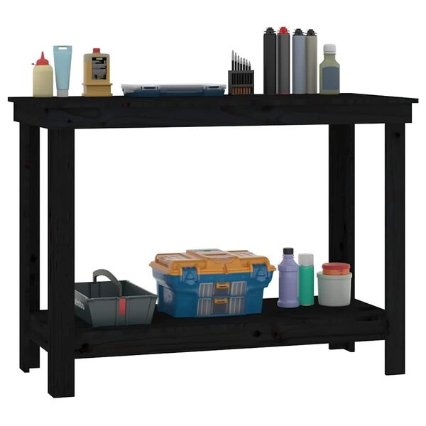 vidaXL werkbank 110x50x80 cm massief grenenhout zwart