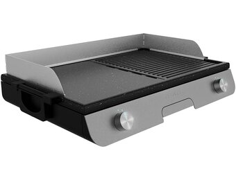 Cecotec PerfectRoast 3000 Elektrische tafelgrill, 3000 W, gemengd kookoppervlak, Rockstone-antiaanbaklaag, regelbare thermostaat, vetopvangbak - Maat PerfectRoast