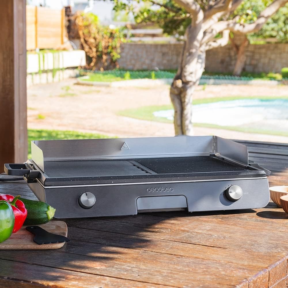 Cecotec PerfectRoast 3000 Elektrische tafelgrill, 3000 W, gemengd kookoppervlak, Rockstone-antiaanbaklaag, regelbare thermostaat, vetopvangbak - Maat PerfectRoast
