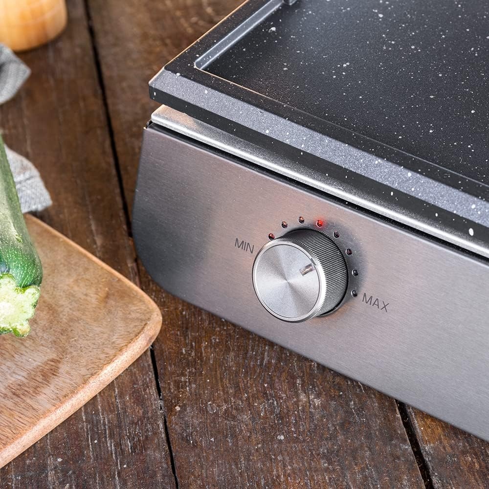 Cecotec PerfectRoast 3000 Elektrische tafelgrill, 3000 W, gemengd kookoppervlak, Rockstone-antiaanbaklaag, regelbare thermostaat, vetopvangbak - Maat PerfectRoast