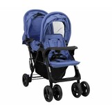 vidaXL Tweelingkinderwagen tandem staal marineblauw