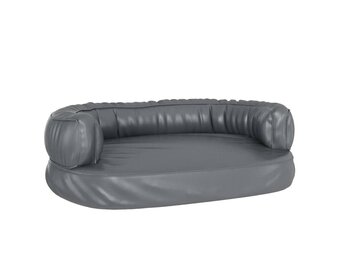 vidaXL Hondenmand met ergonomisch schuim 60x42 cm kunstleer grijs