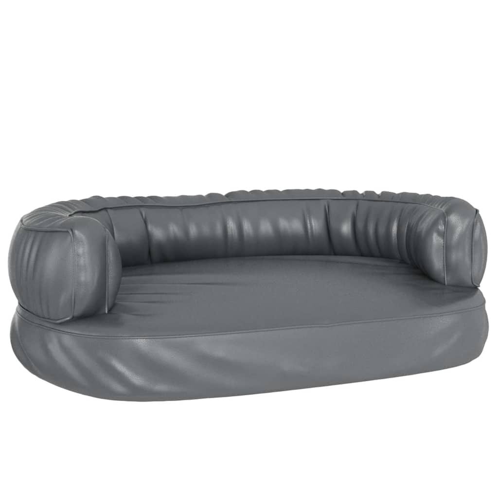 vidaXL Hondenmand met ergonomisch schuim 60x42 cm kunstleer grijs