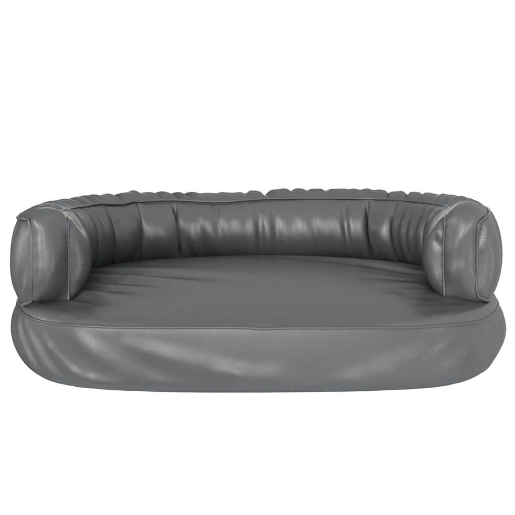 vidaXL Hondenmand met ergonomisch schuim 60x42 cm kunstleer grijs