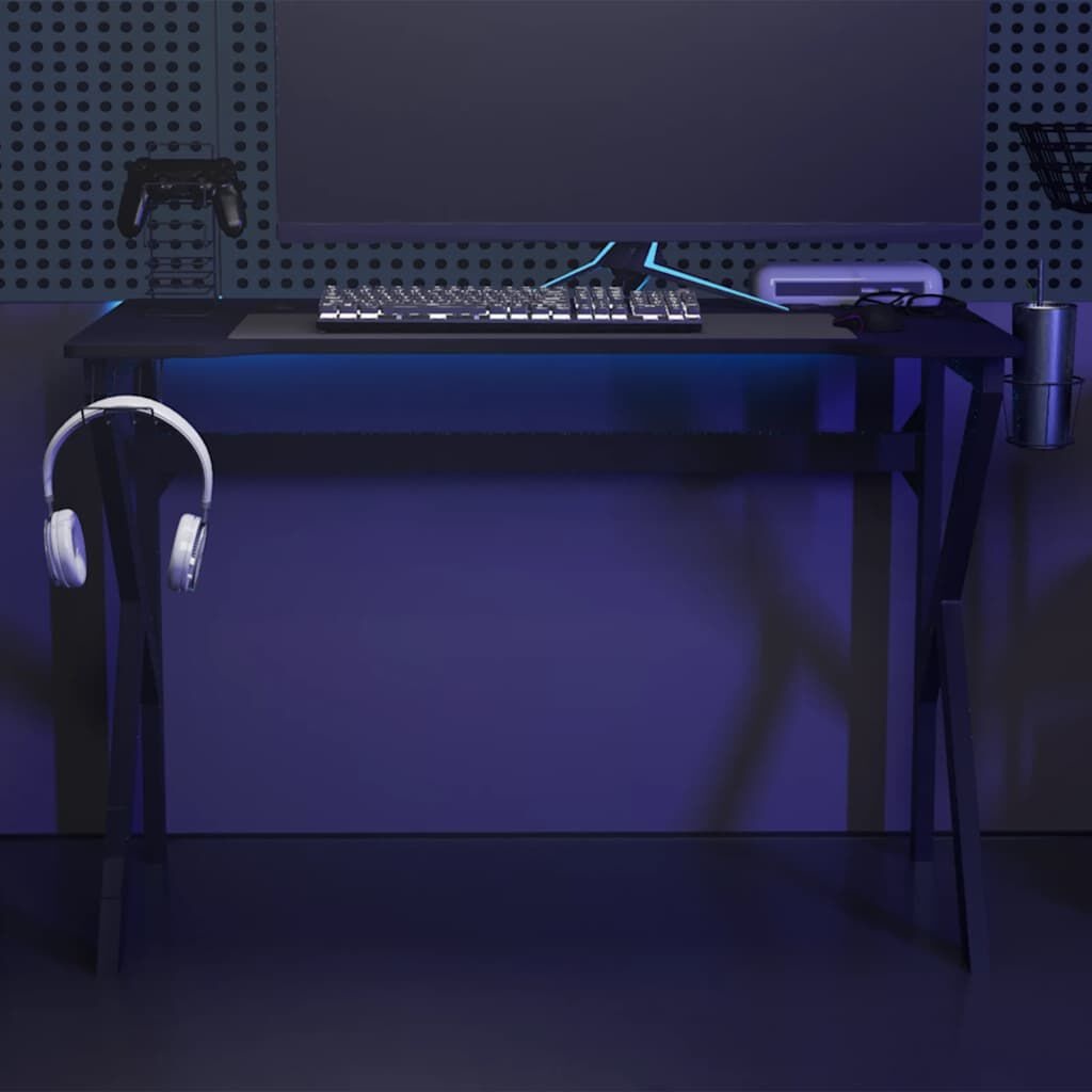 vidaXL Gamingbureau met K-vormige poten 110x60x75 cm zwart