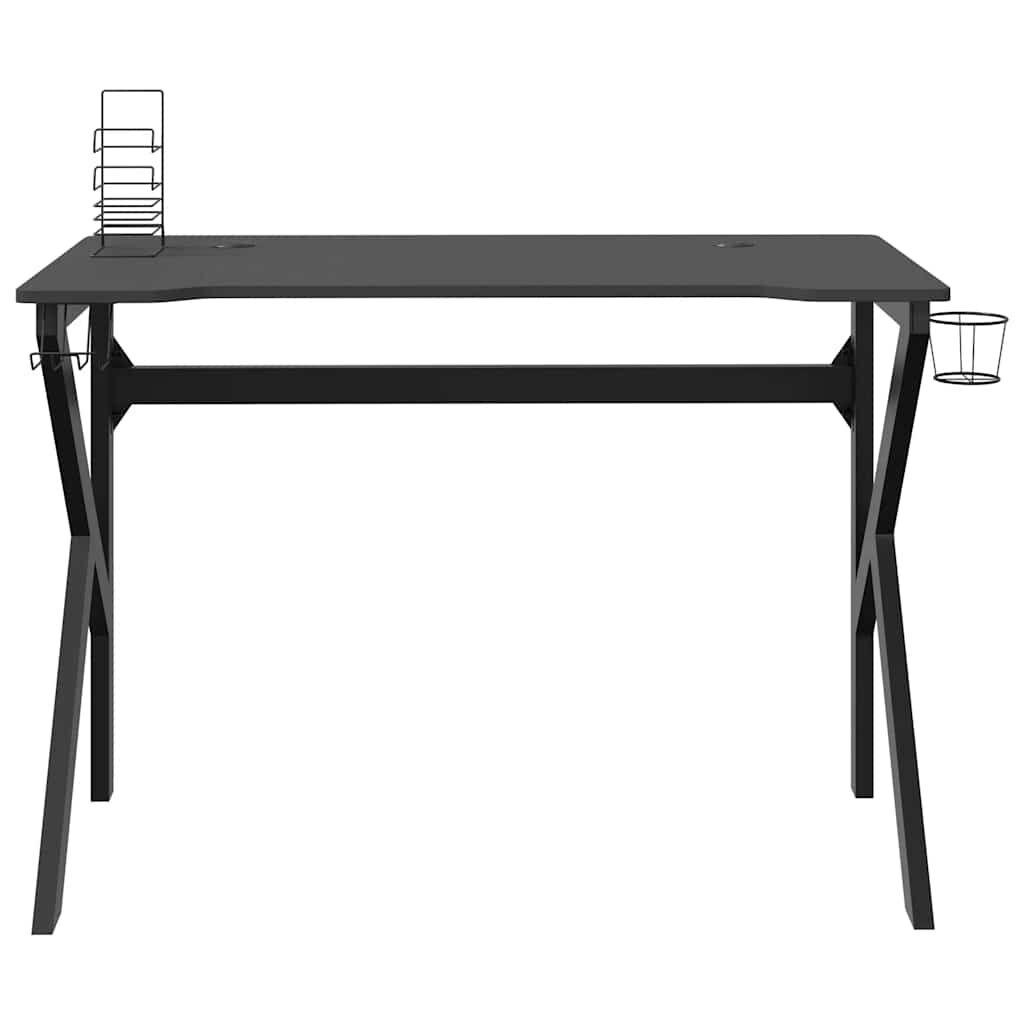 vidaXL Gamingbureau met K-vormige poten 110x60x75 cm zwart