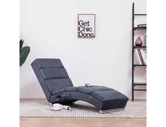 vidaXL Massage chaise longue kunstsuède grijs
