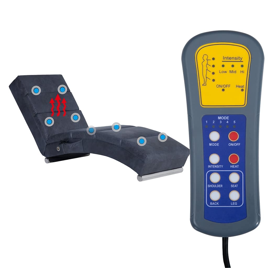 vidaXL Massage chaise longue kunstsuède grijs