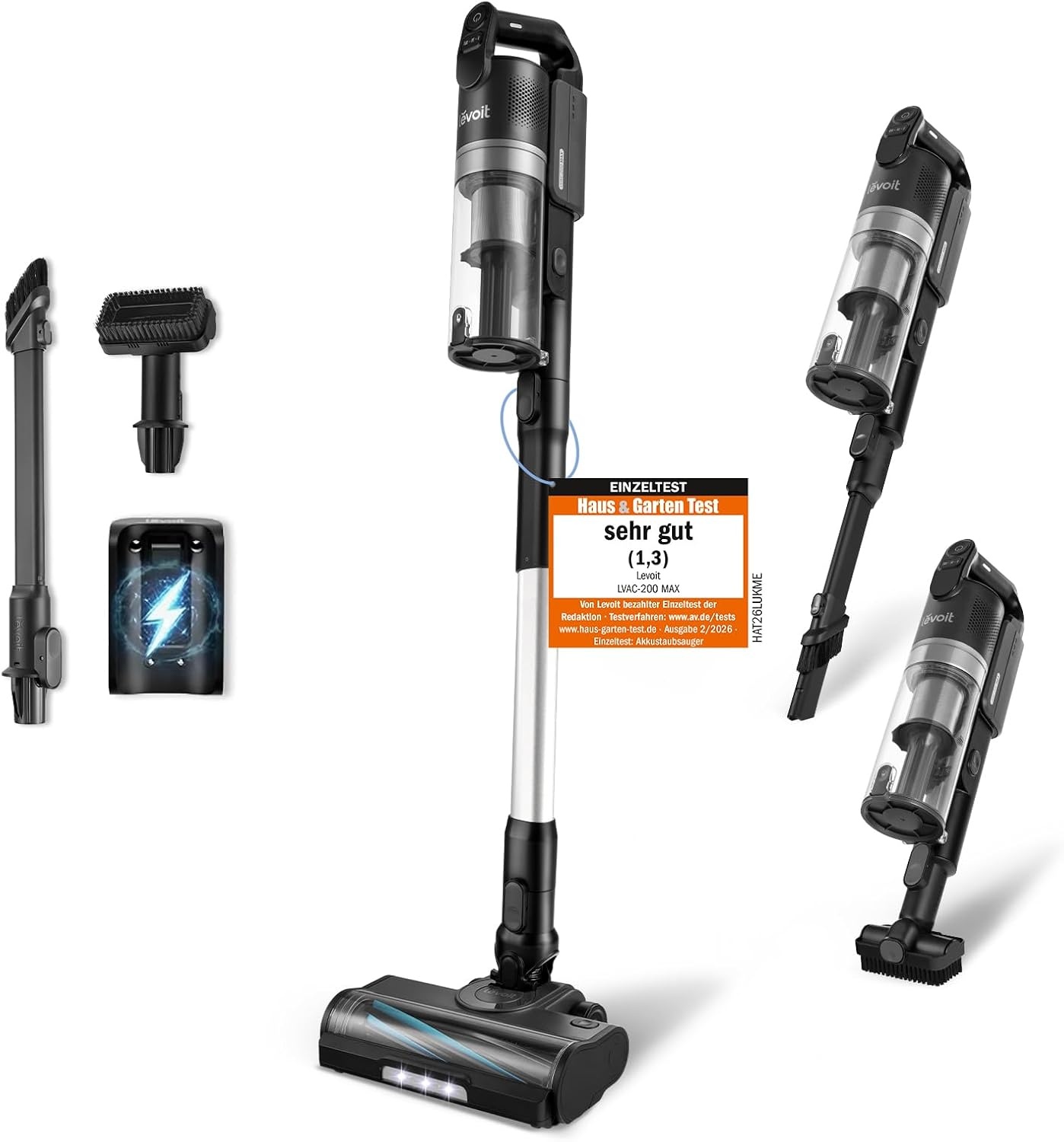 Levoit Accu Steelstofzuiger LVAC 200 MAX - Draadloos - Zwart