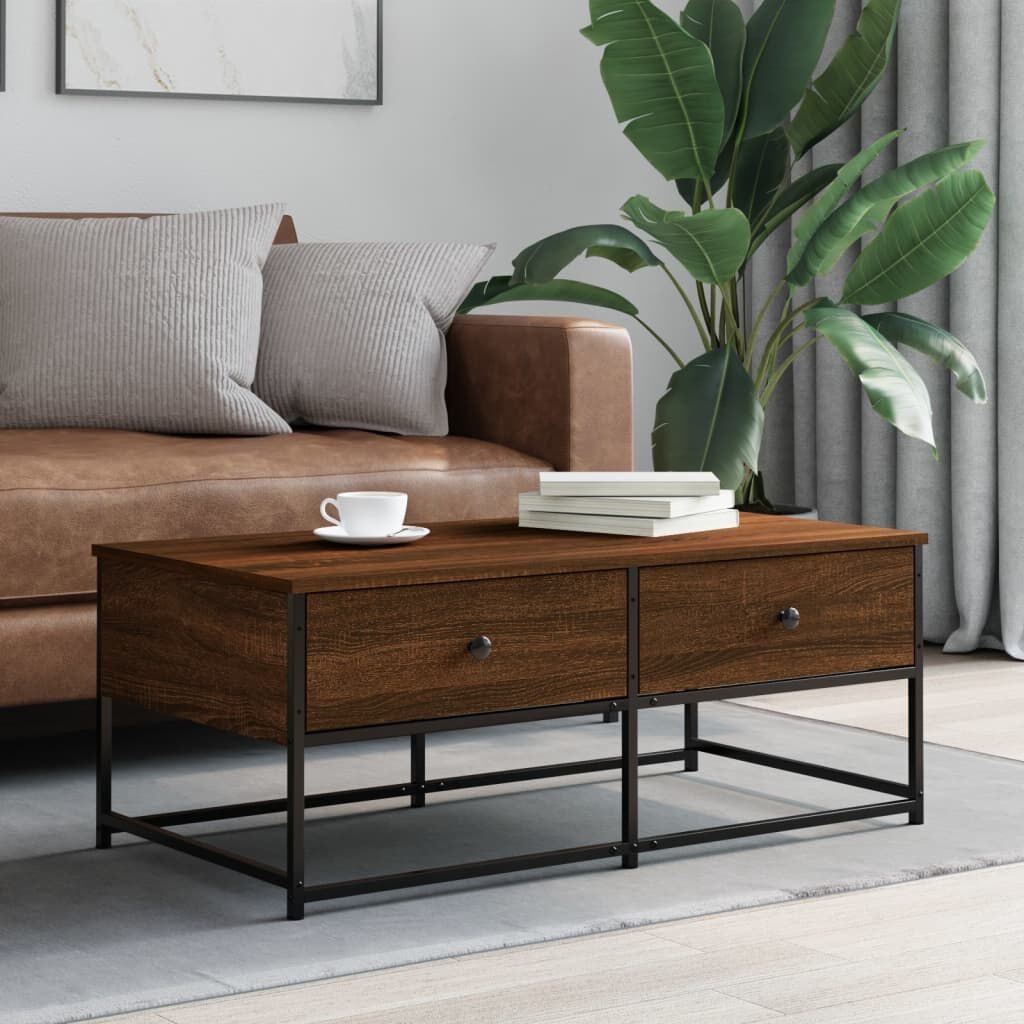 vidaXL Salontafel 100x51x40 cm bewerkt hout bruin eikenkleur