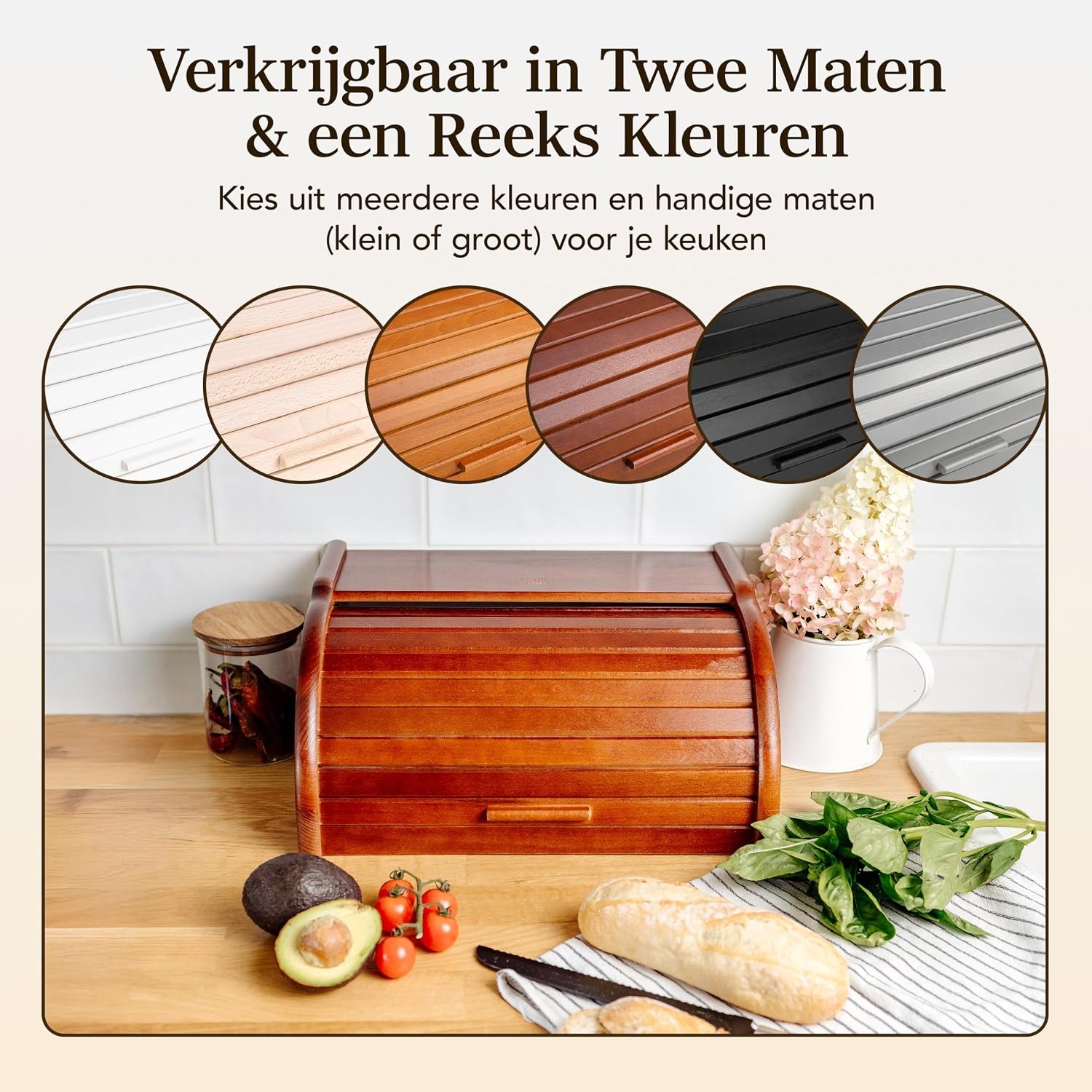 Creative Home Broodtrommel van Beukenhout - Bruin - 40 x 27,5 x 18,5 cm
