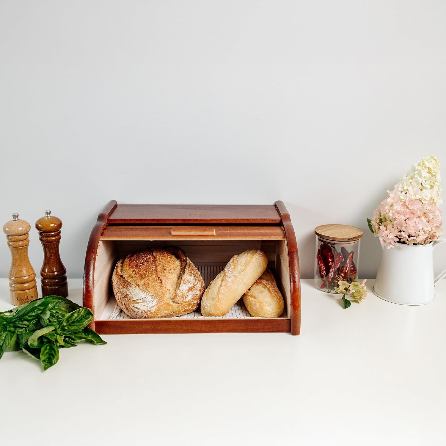 Creative Home Broodtrommel van Beukenhout - Bruin - 40 x 27,5 x 18,5 cm