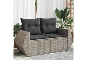 VidaXL Tuinbank 2-zits met Kussens, Poly Rattan Grijs - 54% Korting!