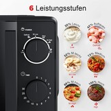 Galanz Solo-magnetron 20L P70T20L-VB, 700W magnetron met 6 vermogensniveaus, 0 tot 30 minuten timer, eenvoudige reiniging met glazen draaiplaat, zwart