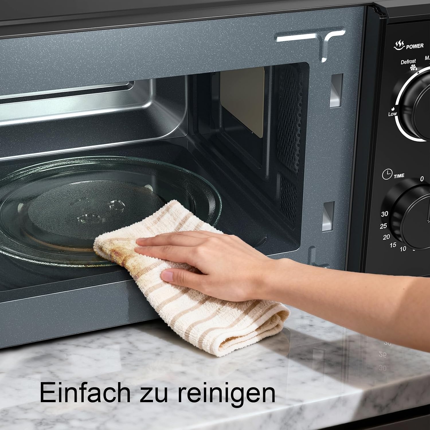 Galanz Solo-magnetron 20L P70T20L-VB, 700W magnetron met 6 vermogensniveaus, 0 tot 30 minuten timer, eenvoudige reiniging met glazen draaiplaat, zwart