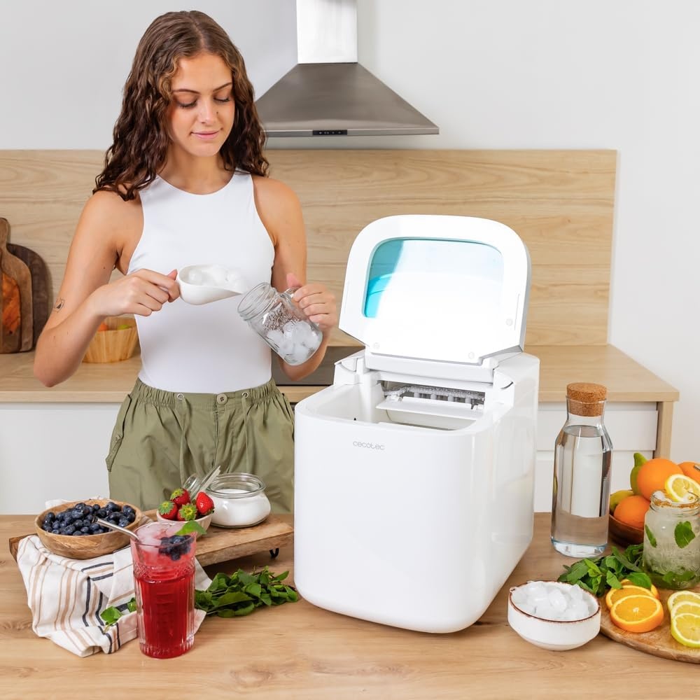 Cecotec IJsmachine Chillin' Ice 1500. 150 W, Dagelijkse Productiecapaciteit van 15 kg, Touchscreen Display, Bediening via APP, Controlevenster, Zelfreinigende Functie, Waterpeil Waarschuwing - Maat Producción diaria 15 Kg