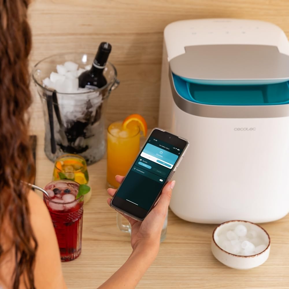 Cecotec IJsmachine Chillin' Ice 1500. 150 W, Dagelijkse Productiecapaciteit van 15 kg, Touchscreen Display, Bediening via APP, Controlevenster, Zelfreinigende Functie, Waterpeil Waarschuwing - Maat Producción diaria 15 Kg
